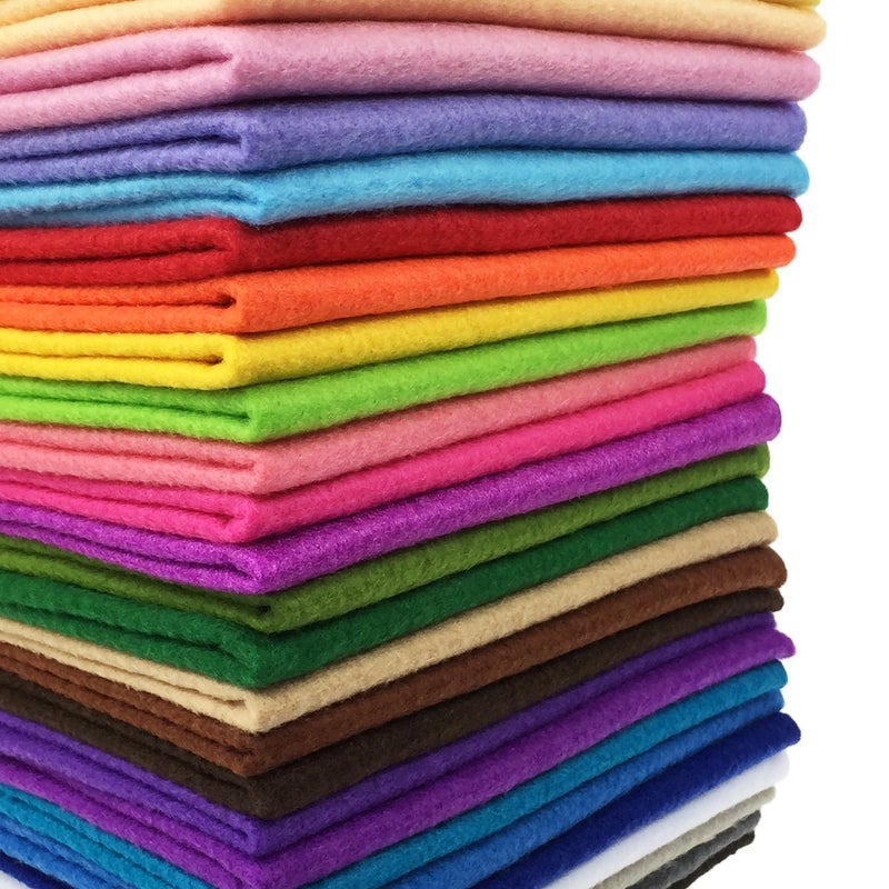 flic-flac 28pcs Thick 1.4mm Soft Felt Fabric Sheet Assorted Color Felt Pack DIY Craft Sewing Squares Nonwoven Patchwork (25x25cm) - Image 1
